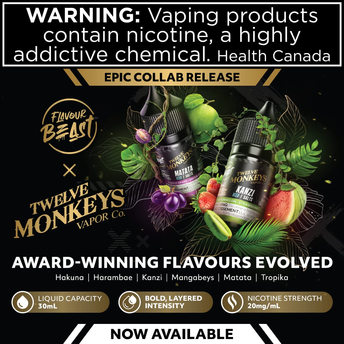 Twelve Monkeys x Flavor Beast Collab 30mL Salt Nic Vape Juice