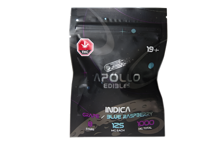 Apollo Edibles – Grape/Blue Raspberry Shooting Stars 1000mg THC Indica