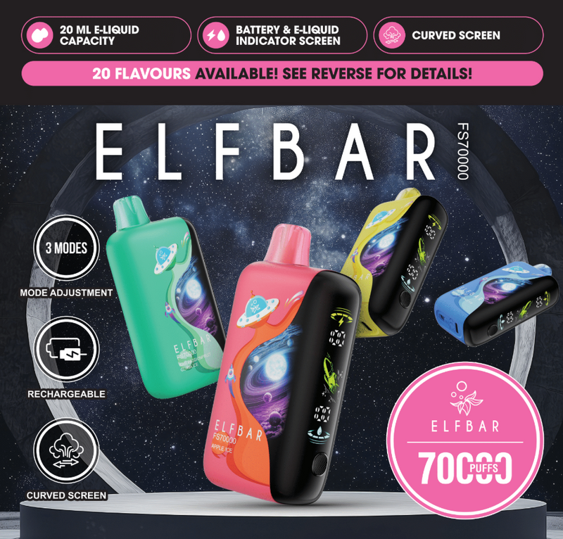 Elfbar FS70000 : 70k Puff, 20mL Nic Vape