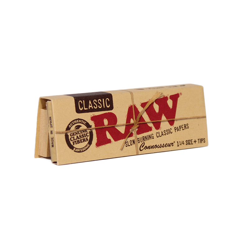 Raw Connoisseur 1 1/4 size Rolling Paper & Tips booklet