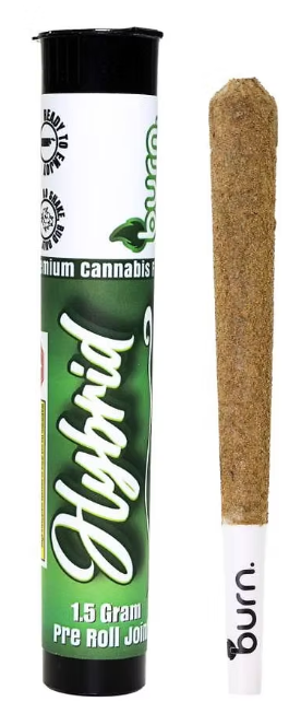 Burn Pre-Roll – 1 x Infused Distillate, Hash and Kief Joint (Peaches and Cream X Gelato X Headbanger Kief) Hybrid